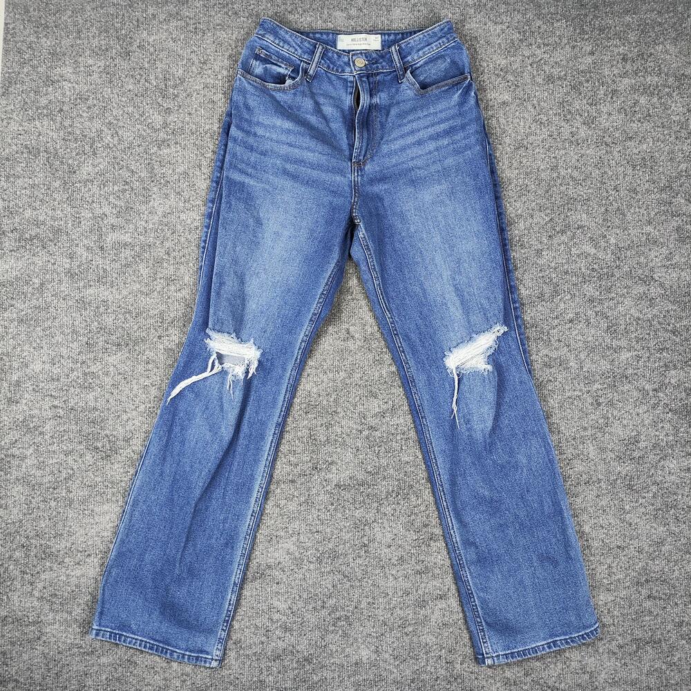 Hollister Curvy Ultra High Rise Dad Jeans Womens 4R Distressed Straight Denim